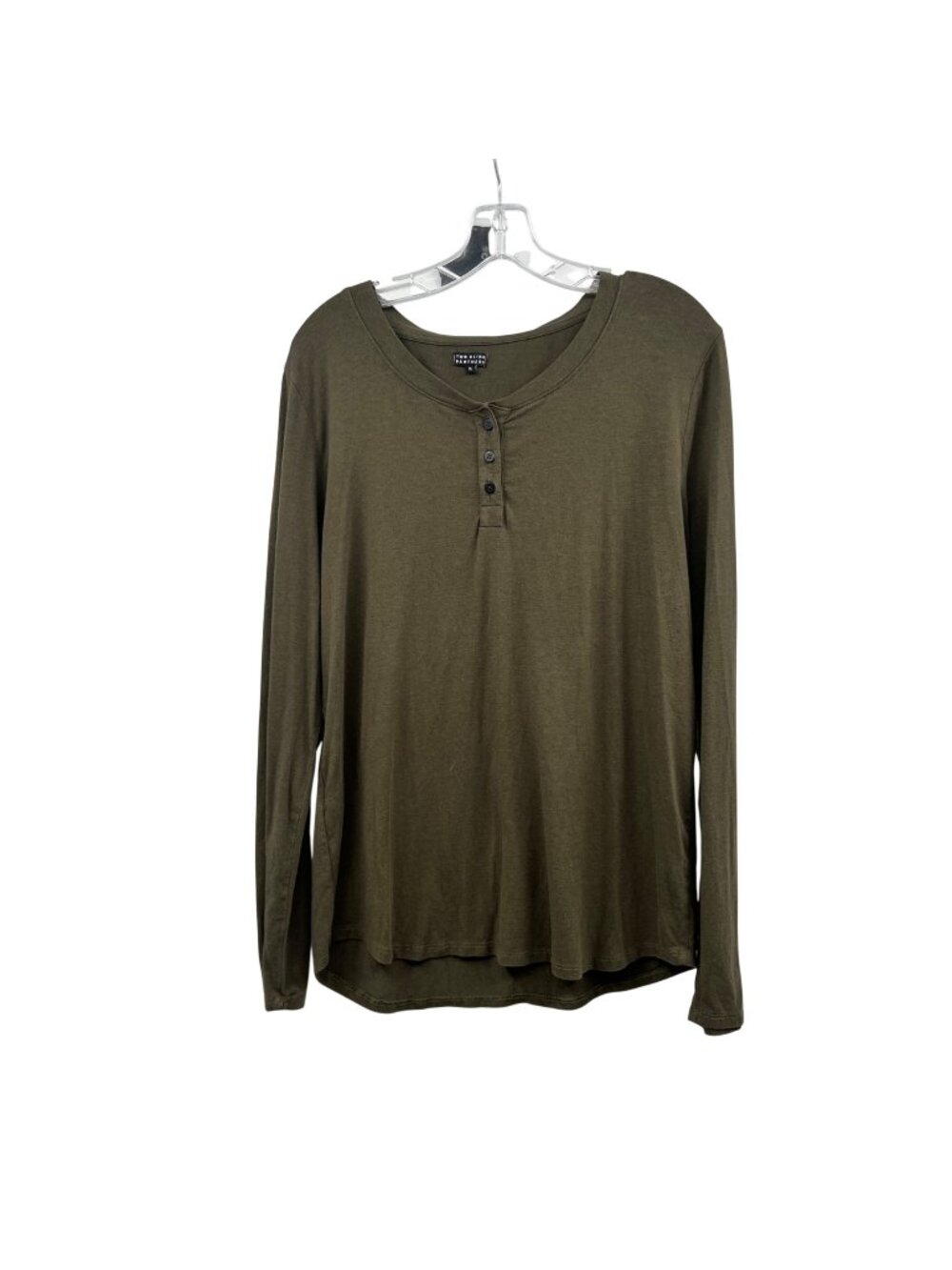 Two Blind Brothers Womens Henley Top Long Sleeve Olive Green Size XL